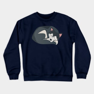 The Sleeping Husky - Digital Illustration Of a Siberian Husky Crewneck Sweatshirt